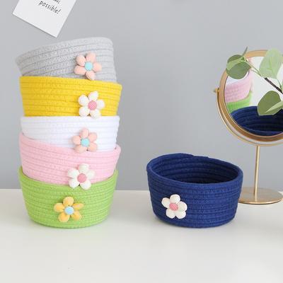 Aufbewahrungskorb, klein, florales Baumwollseil, leuchtende Farben, stilvolles Design