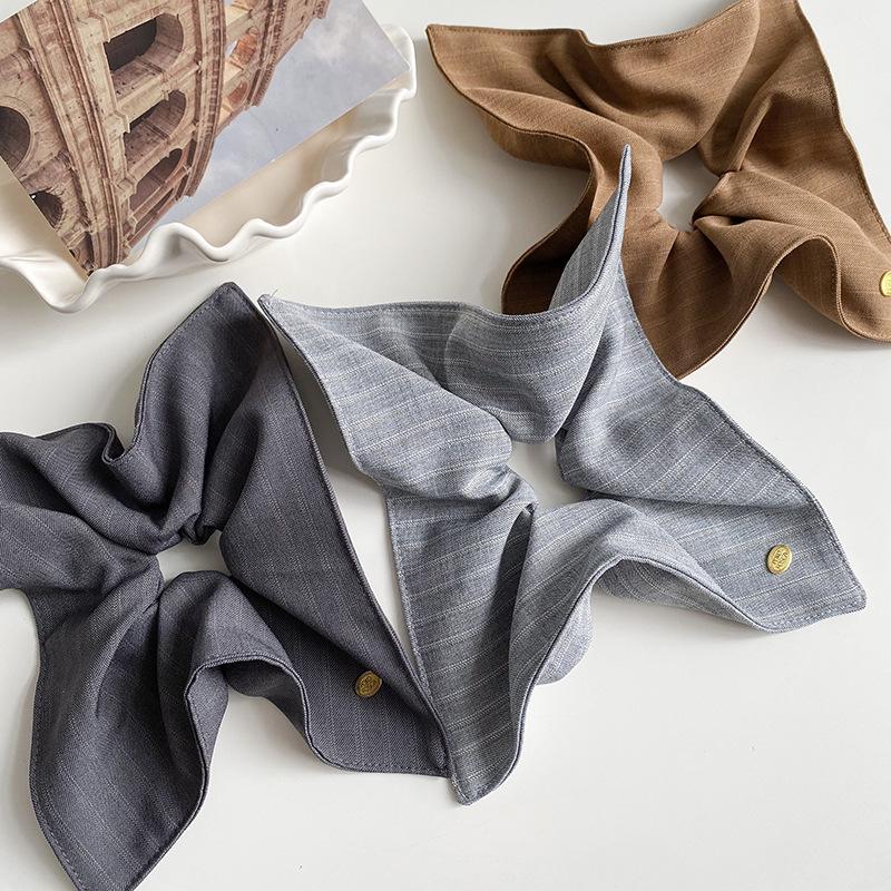Korean Fashion Large Intestine Hair Ring - High-Texture Cloth Hair Accessory for Low Ponytail with Square Scarf Design