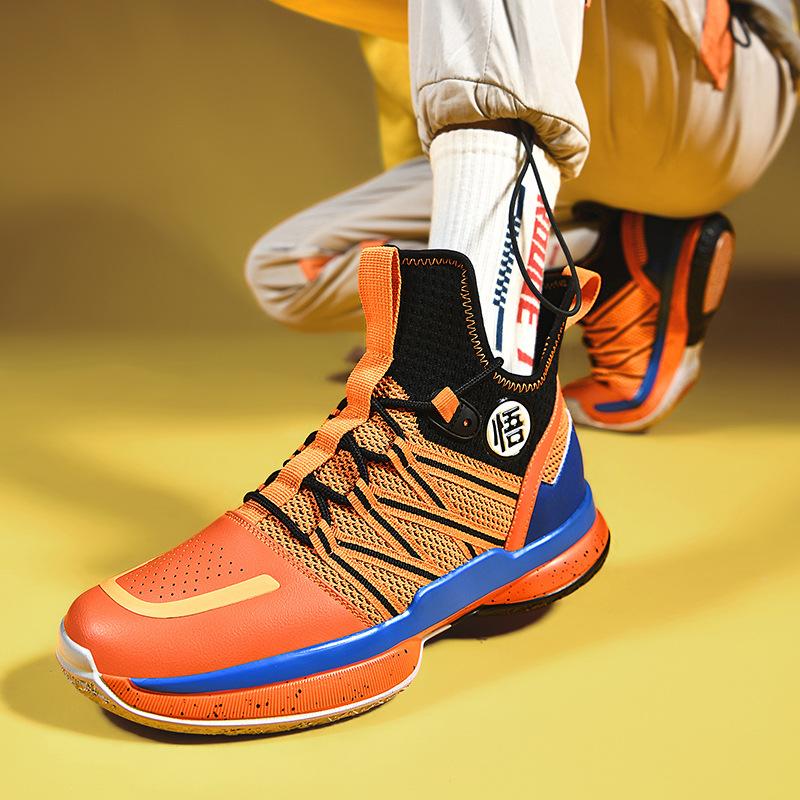 Practical training basketball shoes men's flying woven large size sports shoes men's high-top shoes youth junior high school training shoes