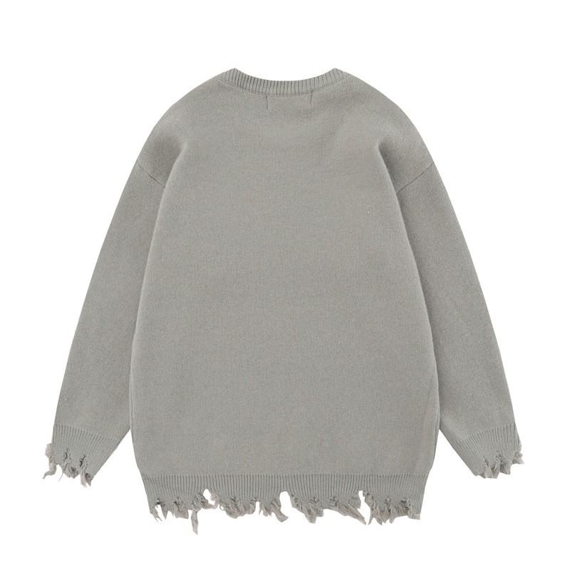 Unisex Streetwear Strickpullover mit Spinnen-Buchstaben-Jacquard Lockerer Schnitt Lässiger Pullover Herbst