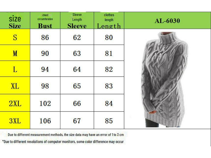 2024 Retro Langarm Slim Strickkleid - Einfarbig, Rollkragen, Dicker Wollpullover für Herbst/Winter