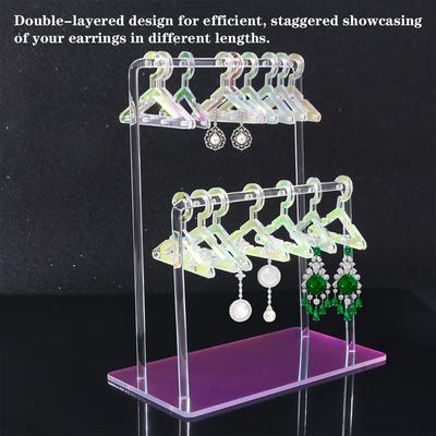 Detachable 16pcs Hangers Shaped Jewelry Holder DIY Clothes Hanger Ear Studs Stand  Women Girls