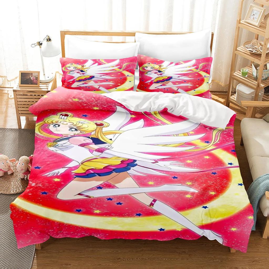 Sailor Moon Duvet Cover Set Bedding Comforter Sets King Size 3D Boys Girl Bedding Set