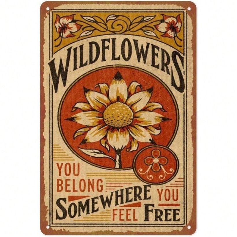 

Vintage Metal Wall Art Decor Floral Inspirational Poster for Living Room