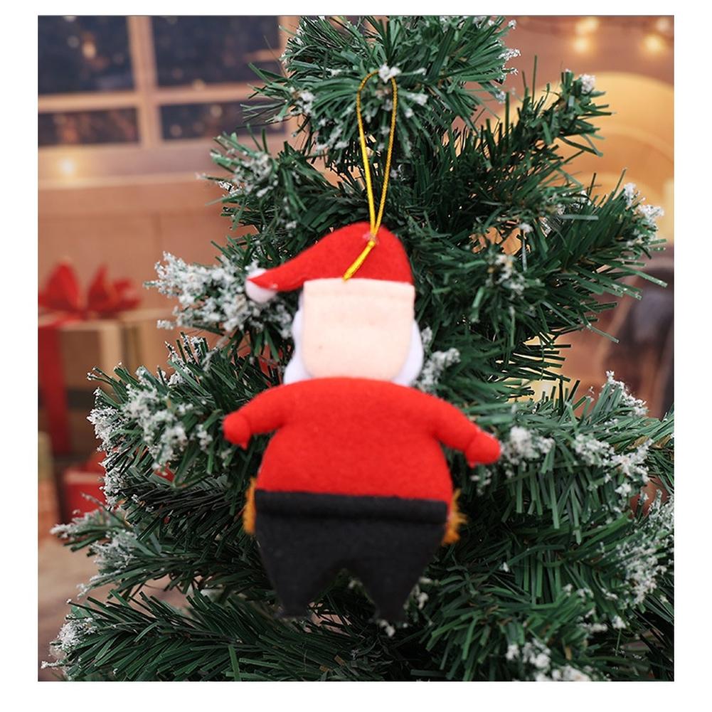 Christmas Tree Hanging Ornaments Set 4 Plush Fabric Reindeer Bear Snowman Santa Figures for Festive Holiday Tree Decoration