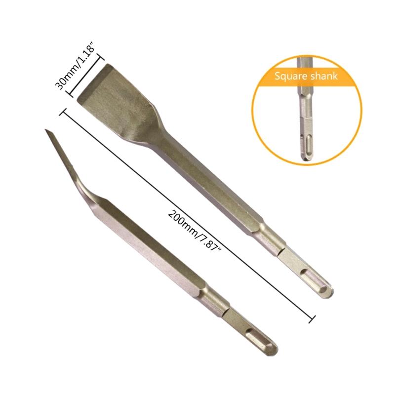 Square Hexagonal Handle Bent Flat Chisel Bit for Electric Pickaxe Head Shovel Hammer Impact Drill Bit (1 Pack)