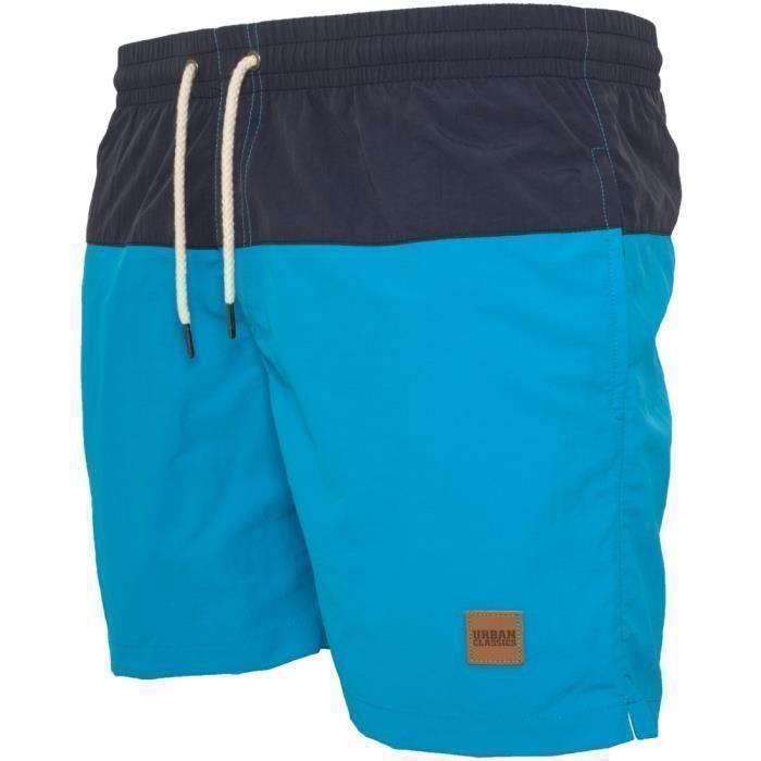 Short De Bain - Urban Classics - BLOCK - Turquoise/Navy - 100% Nylon - Non-imperméable