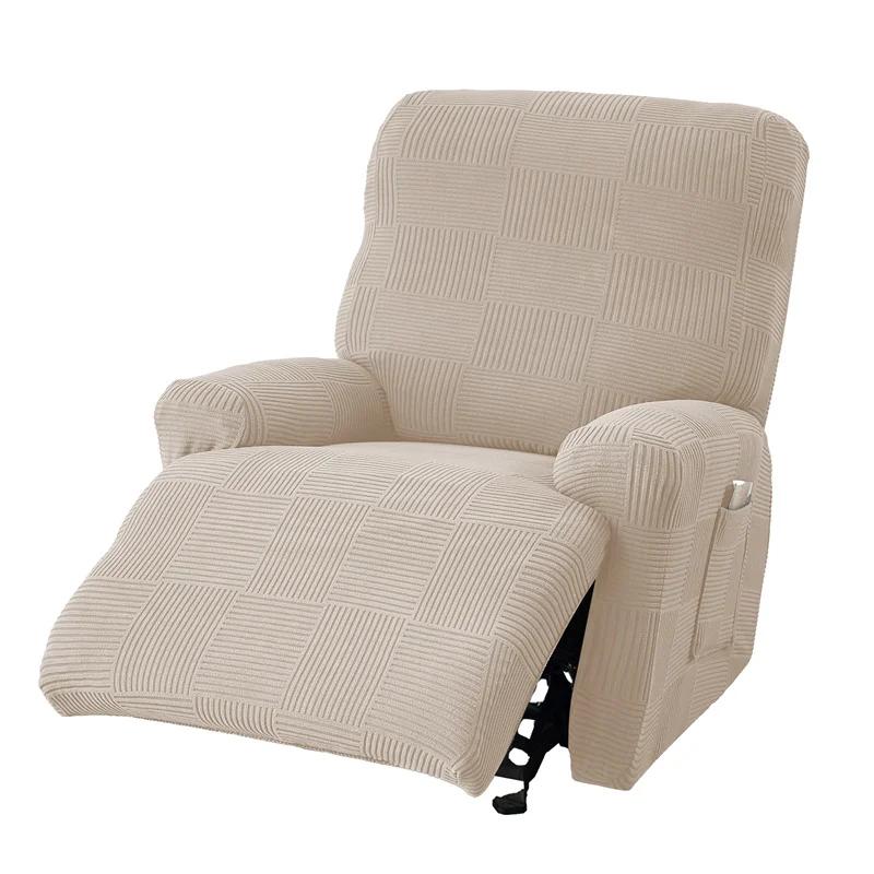 4Pcs/Set Elastic Recliner Sofa Covers Jacquard Recliner Armchair Slipcover Solid Single Relax Sofa Case Home Decor Living Room