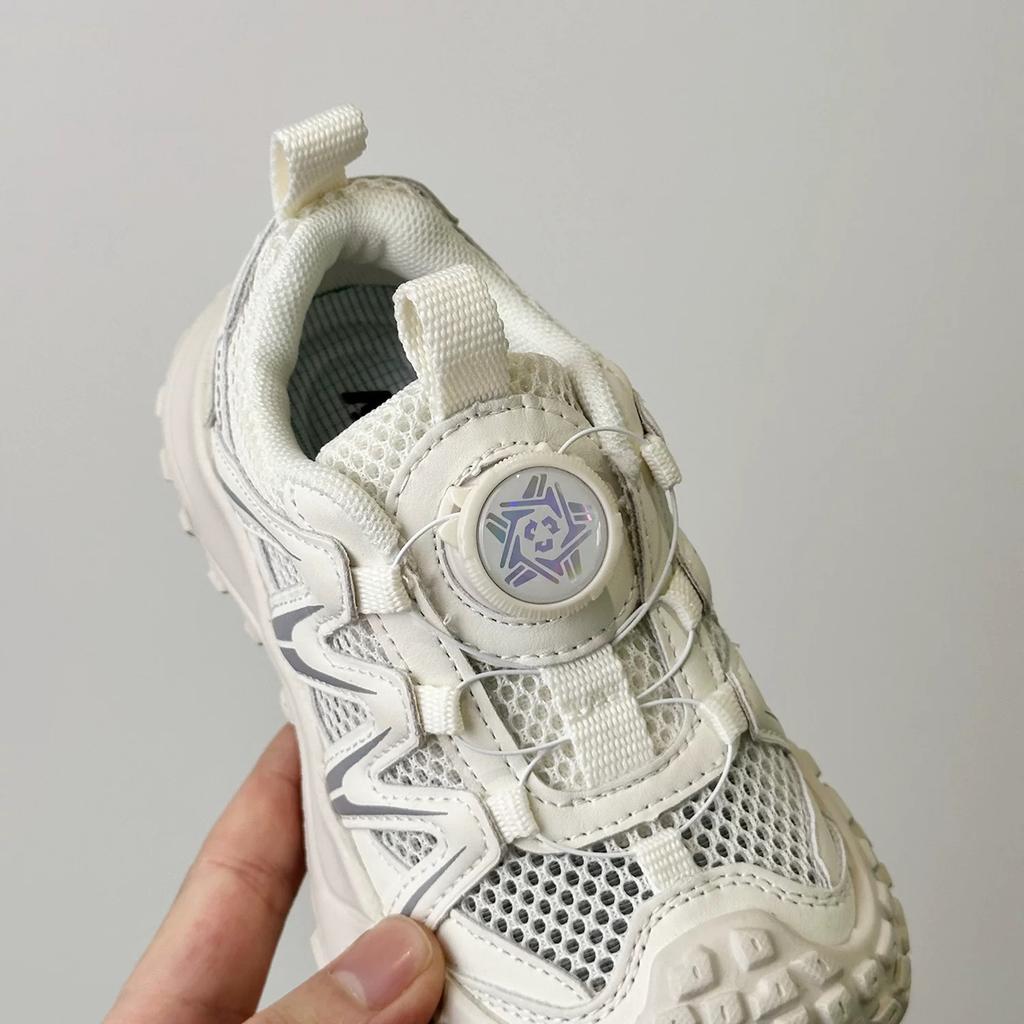 Children's net shoes 2025 spring and summer new girls single net breathable casual sports shoes rotating buckle boys dad shoes