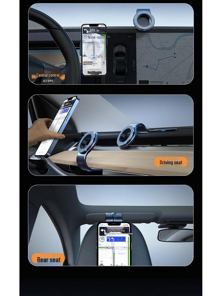 Magnetic Rotatable Car Phone Holder - Foldable, Anti-Shake Suspension Screen Console Mount