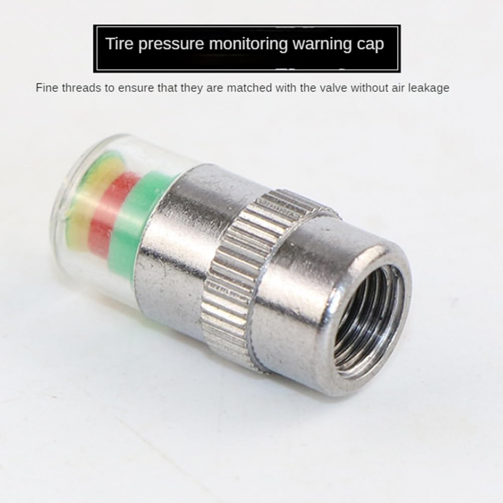 Azwamkue 4pcs Car Tire Pressure Indicator Tire Pressure Gauge Indicator Alert Monitor Valve Cap Sensor External Valve Detection