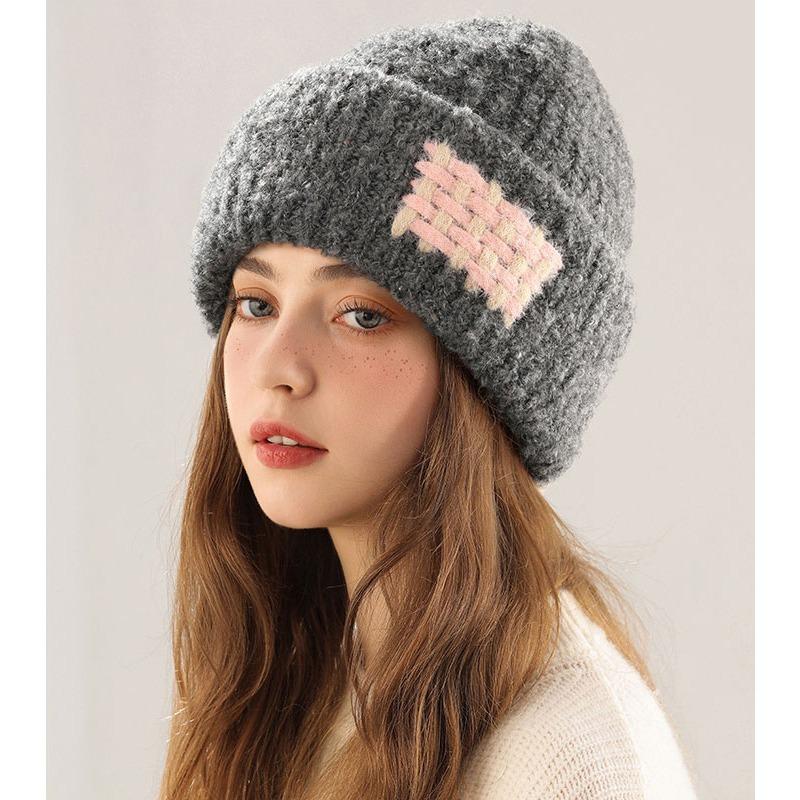 Новая корейская стильная шерстяная шапка с большой головой для осени и зимы, универсальная утолщенная двухслойная вязаная шапка, защищающая уши и ветрозащитная шерстяная шапка one size