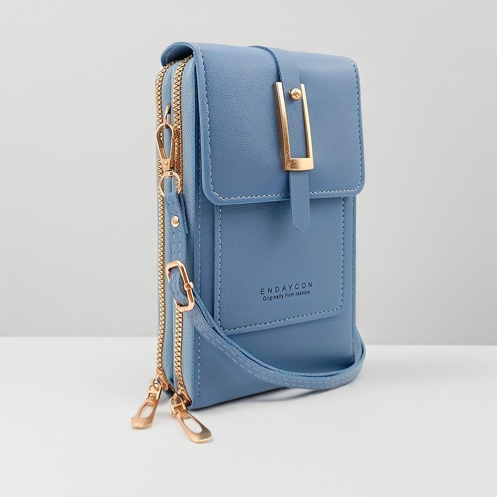 Women'S   Touchscreen Phone Pouch - Multi-Functional Multi-Layer Card Holder & Coin Purse Zipper Closure, Synthetic Faux Leather, Polyester Lining