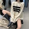 Gothic Sweaters Women Harajuku Punk Knitted Stripes Jumper Vintage Plus Size Loose Long Sleeve Pullover Tops Streetwear