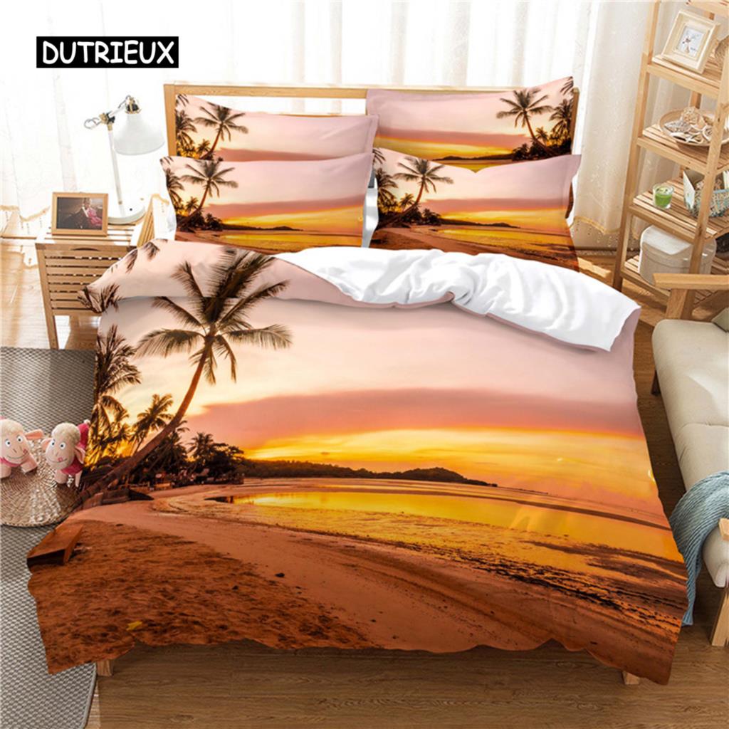 

Coconut Tree Beach Bedding Set Duvet Cover Set 3d Bedding Digital Printing Bed Linen Queen Size Bedding Sets Fashion Design EU single(135x200cm)
