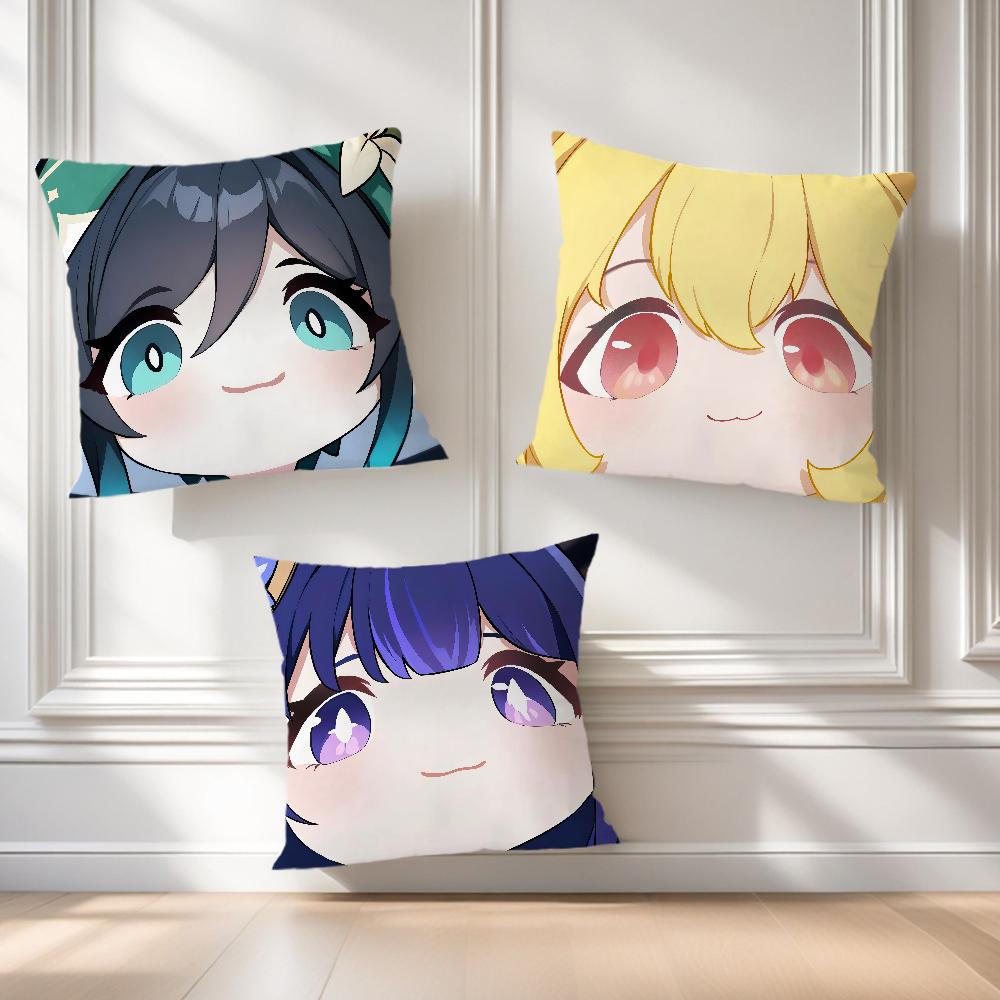 Cartoon Genshin Impact Cute Q Version Soft Comfortable Pillow Case for Sofa Living Room Home Office Decor Protective Covers