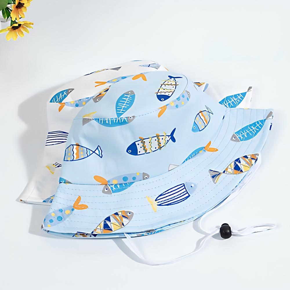 Kids Bucket Hat For 1-3 Years Old Toddlers Cute Fish Dinosaur Pattern Outdoor Uv Protection Breathable Sun Hat For Baby