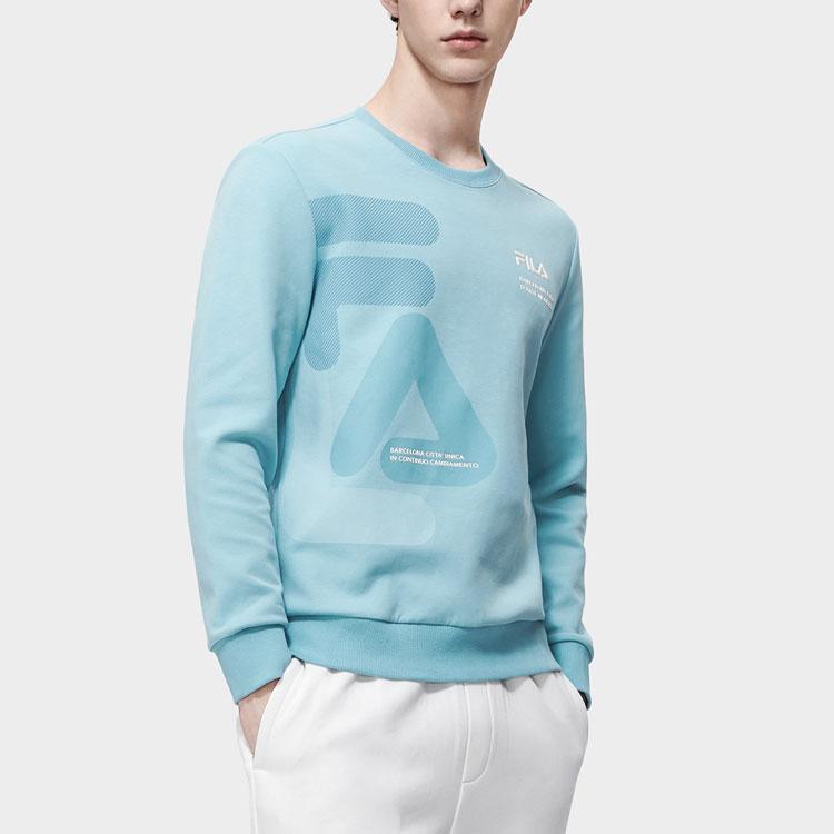 FILA Logo Print Knit Crewneck American Pullover Sweatshirt Men sweatshirt Matte-Blue F11M319214F-LB