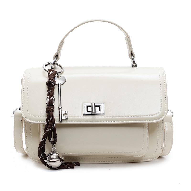 Portable Small Square Bag Women's New Oil Wax Leather Retro Solid Color Commuter Bag Simple Casual High-end Messenger Bag