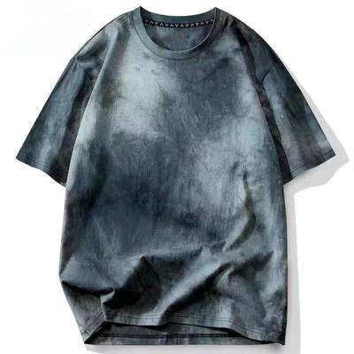 T-shirt à manches courtes pour homme, coupe ample et ajustée, style Hong Kong, tie-dye rétro