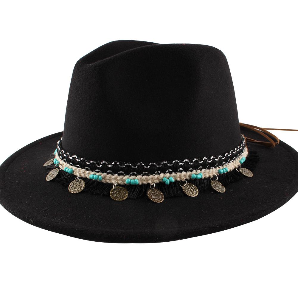 Fashion Versatile Ethnic Woolen Hat Autumn and Winter European and American Warm Jazz Top Hat Women's New Models