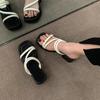 Beautiful French high-heeled sandals for women to wear in the summer of 2025, new fashionable and versatile women's thick-heeled outer slippers