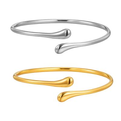 Catena Aperta Lava Anello Liquido: Bracciale a Braccio Geometrico a Goccia d'Acqua in Lega Euro-Americano per Donne