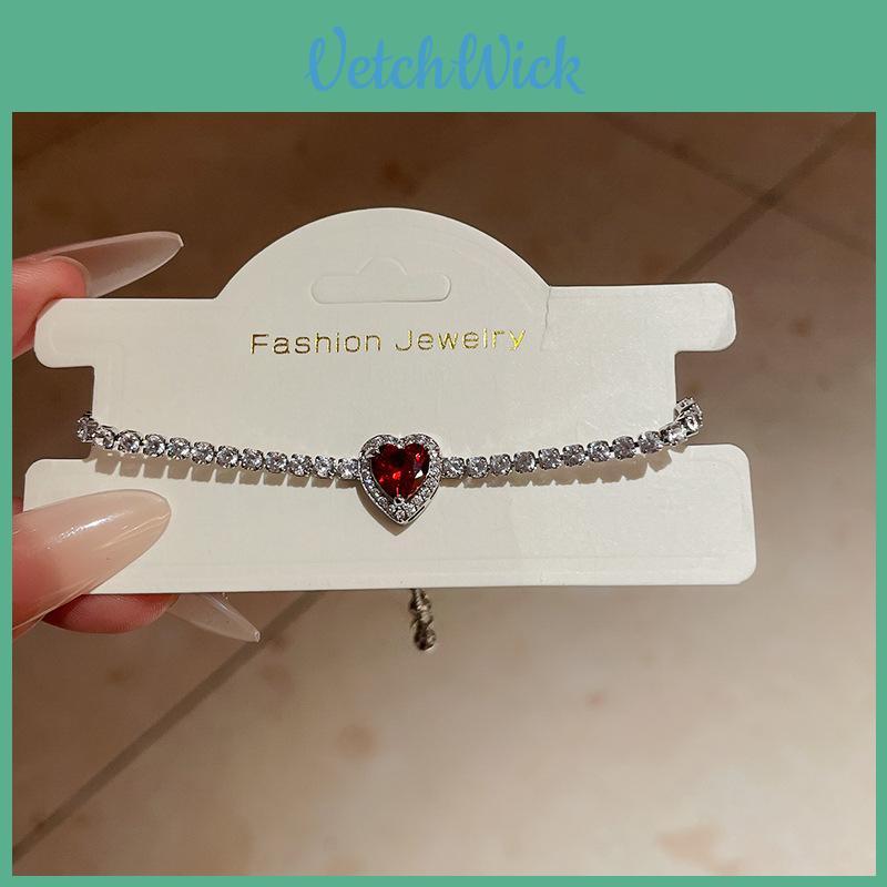 European Style Ladies Heart Pendant Bracelet With Cubic Zirconia For Gift And Office Wear