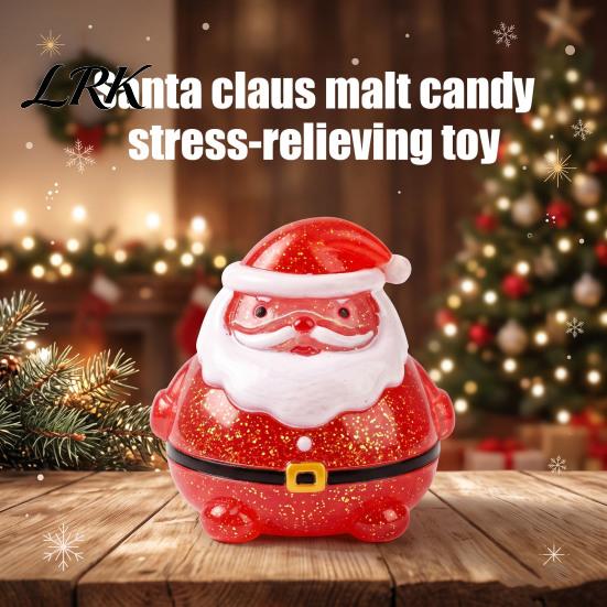 Creative Santa Claus Figures Squeeze Toy, Slow Rising Maltose Stress Relief Fidget with Holiday Party Favors Glitter, Soft TPR Christmas Pinch Fun Toy