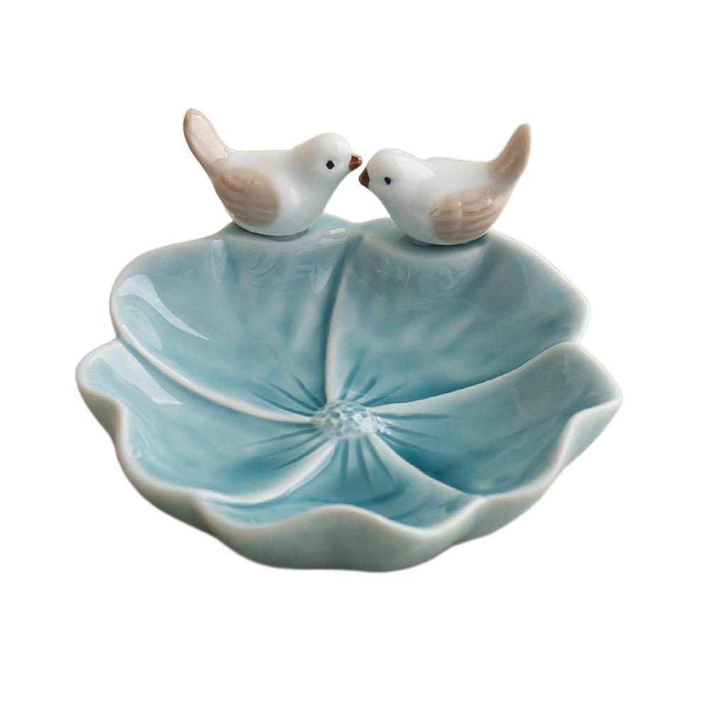 Blumige Keramik-Dessertplatte Niedliche Tee-Snack-Obstschale Vogelform-Gebäckplatte für die Küche