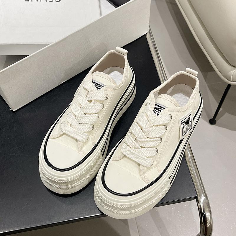 Canvas half slippers women's summer outer wear new high-end thick bottom heightened no heel lazy