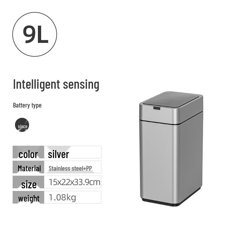 Large Capacity High-Legged Smart Sensor Trash Can with Lid for Kitchen, Bathroom, and Office