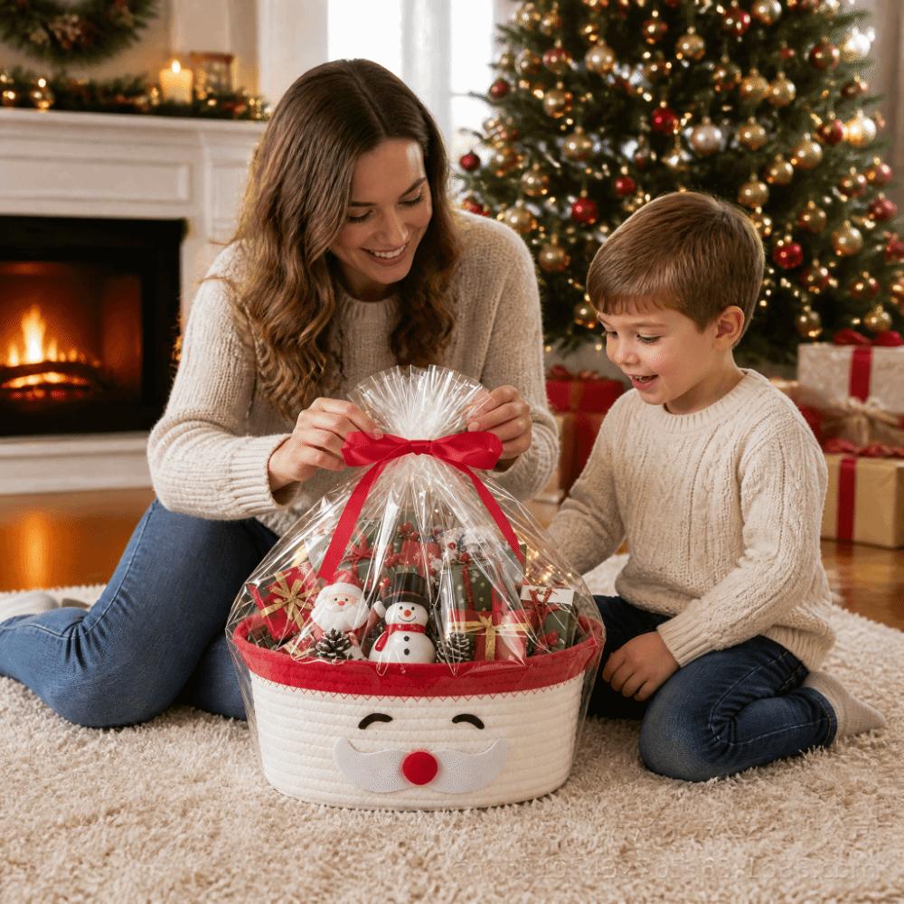Large Capacity Christmas Woven Storage Basket Cotton Rope Candy Storage Baskets  Xmas Gifts