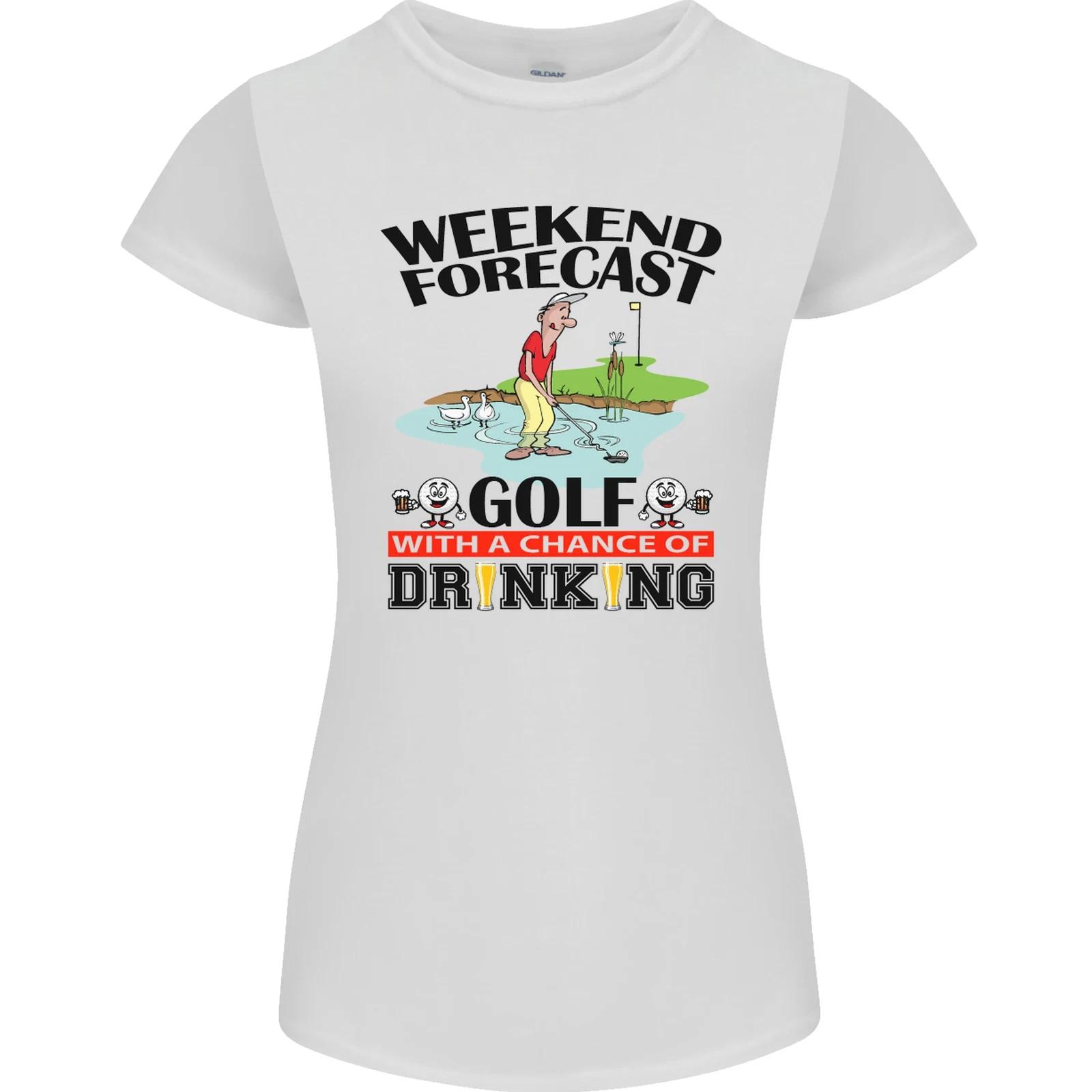 Weekend Forecast Golf with a Chance of Drinking Womens Petite Cut T-Shirt 2XL