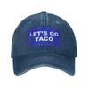 Let's Go Taco Funny Meme Baseball Cap Distressed Denim Washed Always Chickens Out Sun Cap Outdoor Travel Unstructured Soft Hat