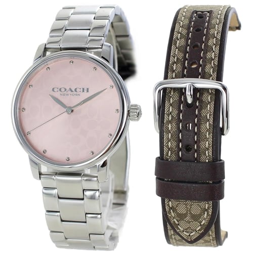 

Coach Women s GRAND Stainless Steel and Leather Watch with Interchangeable Strap (14000088)