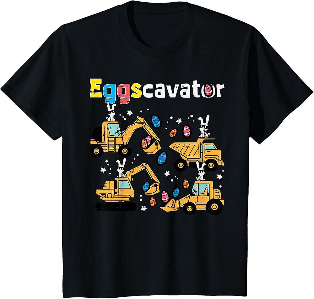 Eggscavator Easter Egg Hunt Construction Trucks T-Shirt X1