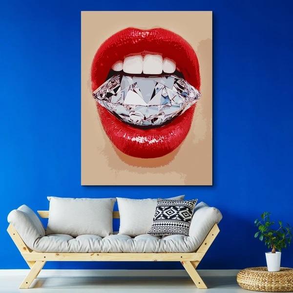 

Поп-арт Сексуальные Красные Губы Алмазный Укус Картины На Холсте Печать Настенные Картины Cuadros для Гостиной Домашний Декор 20x30cm
