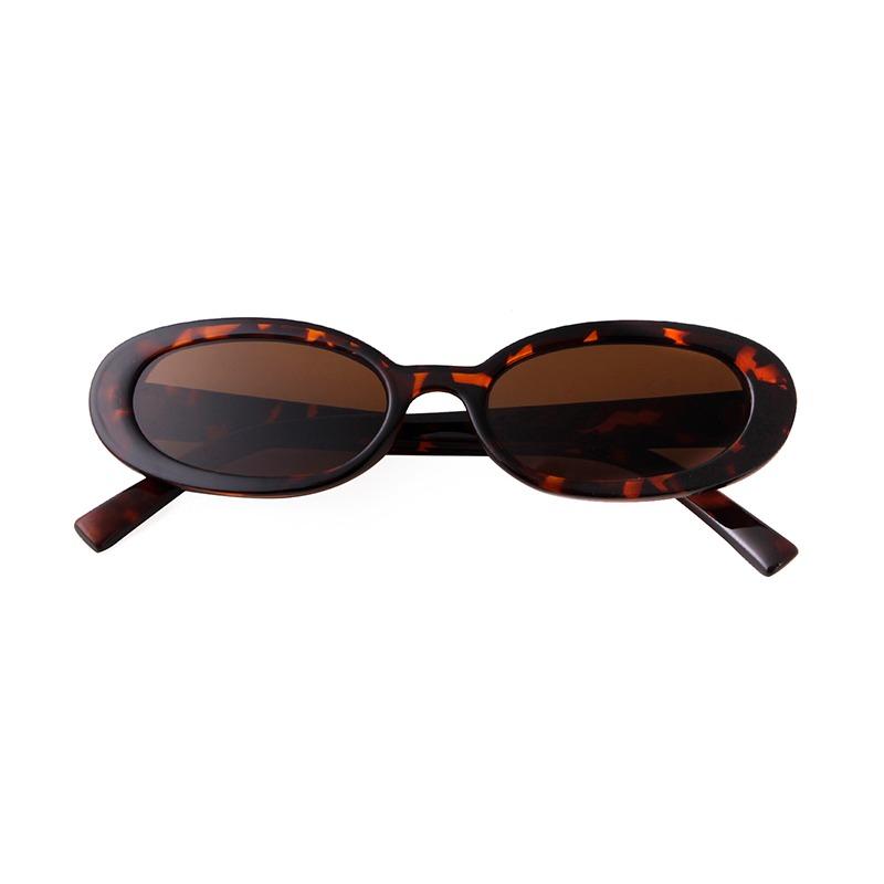 Vintage Leopard Small Oval Sunglasses Women Men Designer Retro Narrow Frame Rectangle Sunglasses UV Lentes  Mujer S20871G