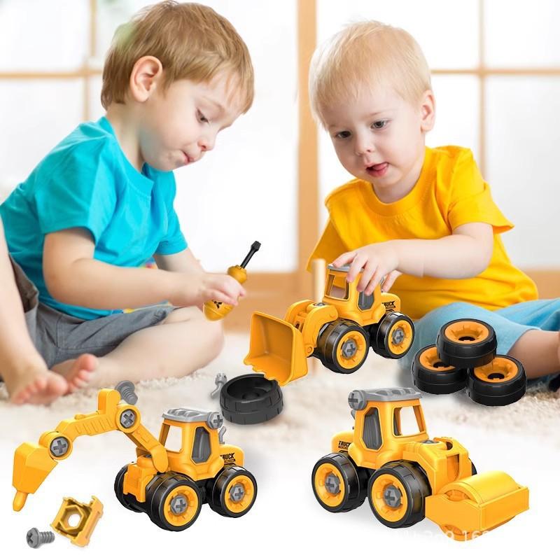 Toddler DIY Construction Truck Toy Set Kids Take-Apart Engineering Car with Screwdriver Tool Educational Building Excavator
