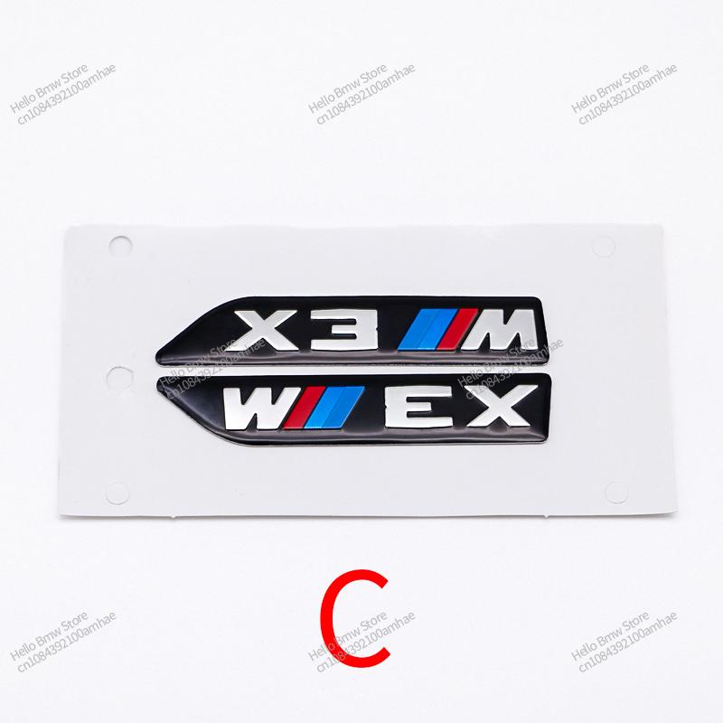 2 Stück Premium Kotflügel Seitenemblem für BMW M Power X1 X2 X3 X4 X5 X6 Glänzendes Schwarzes Aufkleber Logo 6,8cm 8,4cm Auto Styling Dekor