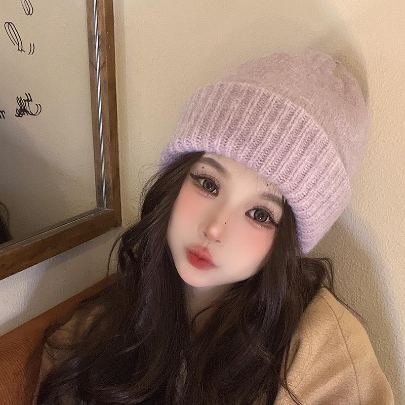 Outdoor Cycling Ear Protection Student Cold Protection Hat Simple Solid Color Knitted Hat
