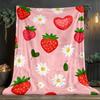Strawberry and Sunflower Flannel Blanket - Lightweight and Warm for Sofa, Travel, Bed and Office, Christmas and Halloween