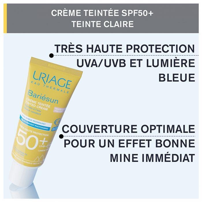 Crème Teintée Claire SPF50 - Uriage - Bariésun - Formule Haute Protection - Effet Bonne Mine