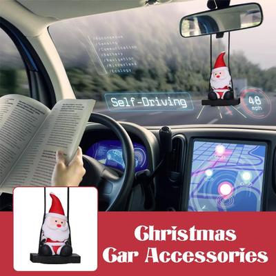 Cute Santa Claus Hanging Ornaments Auto Rearview Mirror Pendant Swinging Decoration Car Interior Accessories Decor