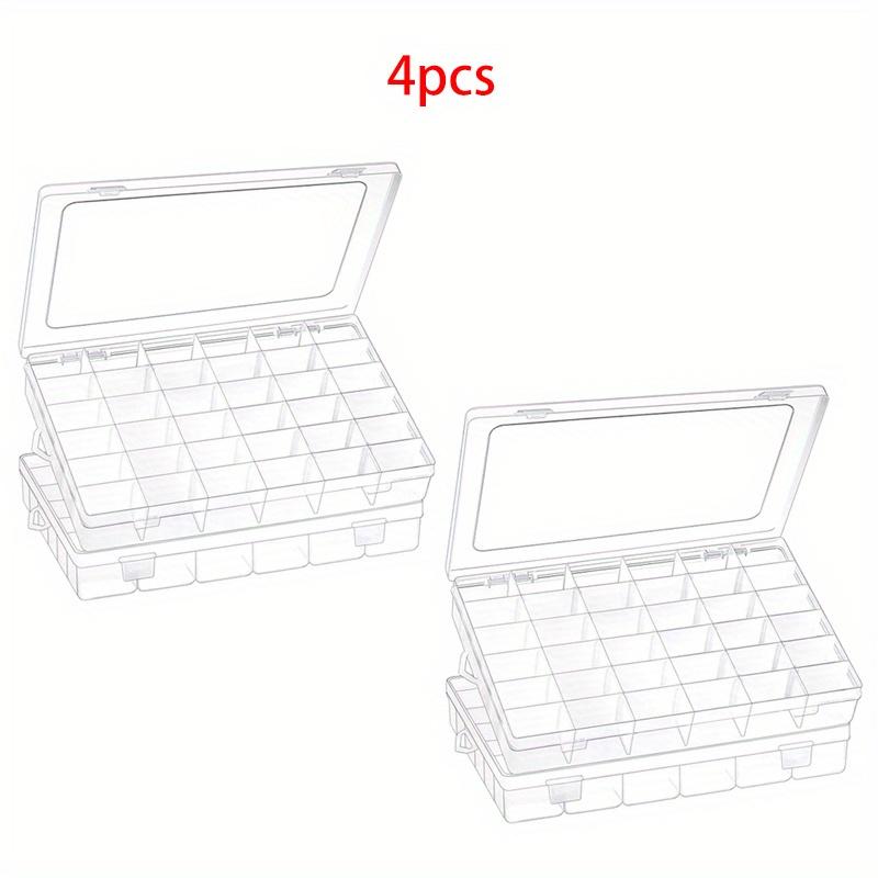 2/4pcs 36 Grids Clear Plastic Organizer Storage Box Container, Craft Storage With Adjustable Dividers For Beads, Art DIY
