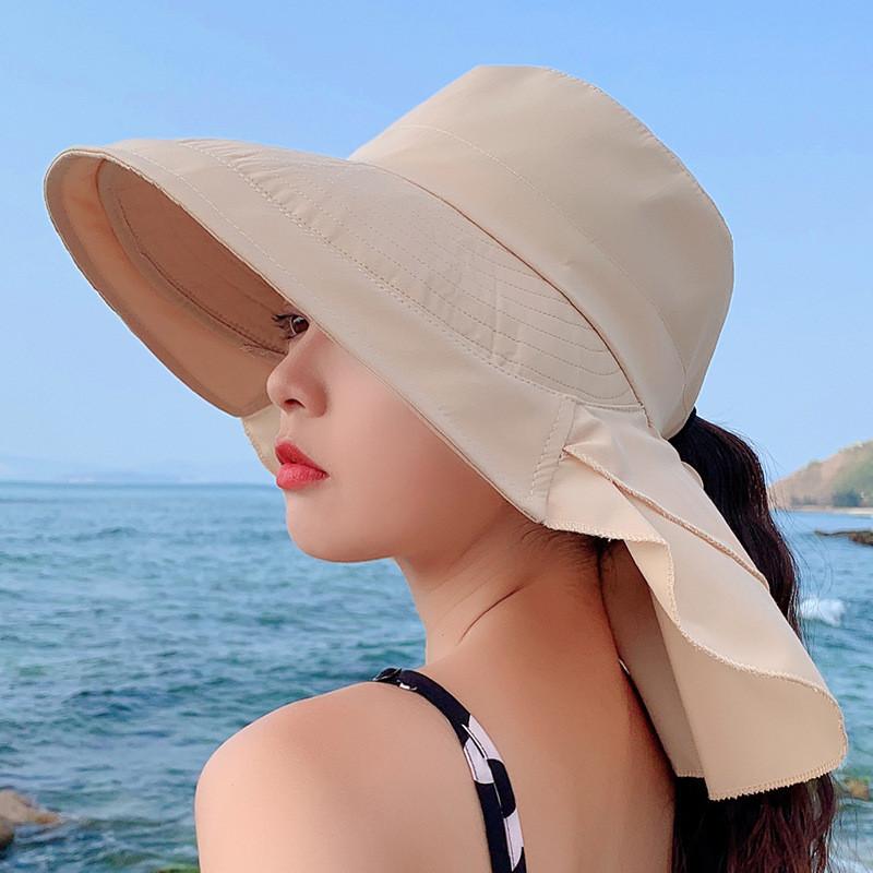 Outdoor Sun Hat For Women Summer Wide Brim Uv Sunshade Cap With Neck Protection