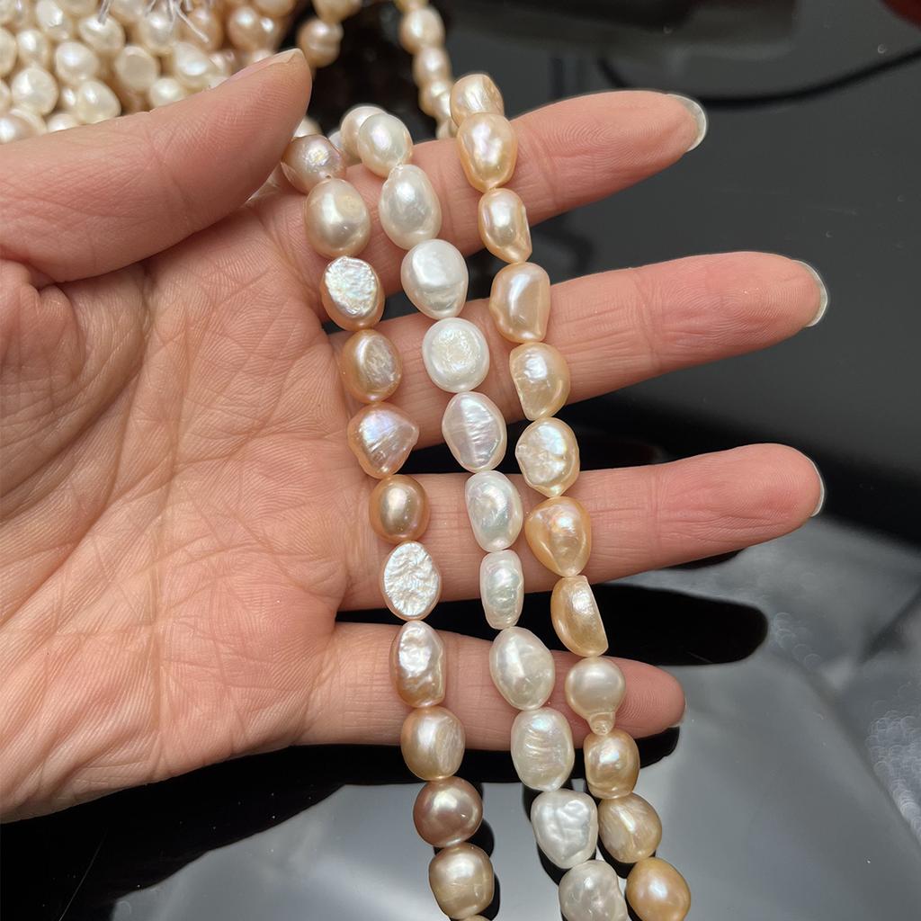 1String, Natural Shell Mother of Pearl Beads, Boho Straight Hole Beads, Luxury White Yellow Purple Beads, 9-10mm, for DIY Jewelry Making Crafts, 36cm