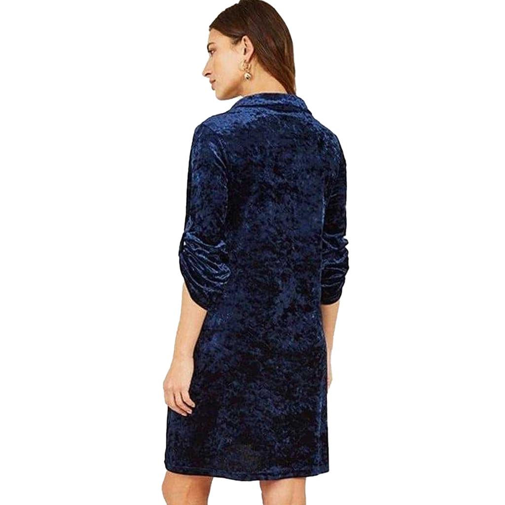 Yumi Womens/Ladies Crushed Velvet Roll Sleeve Tunic Dress