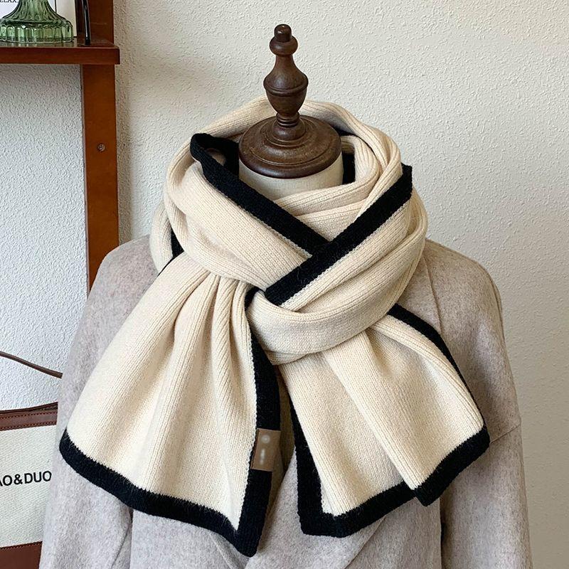 Schwarz & Weiß Warmer Schal Winter High-End Niedlich Student Koreanischer Stil Nische Verdickt Vielseitig Unisex Halswärmer